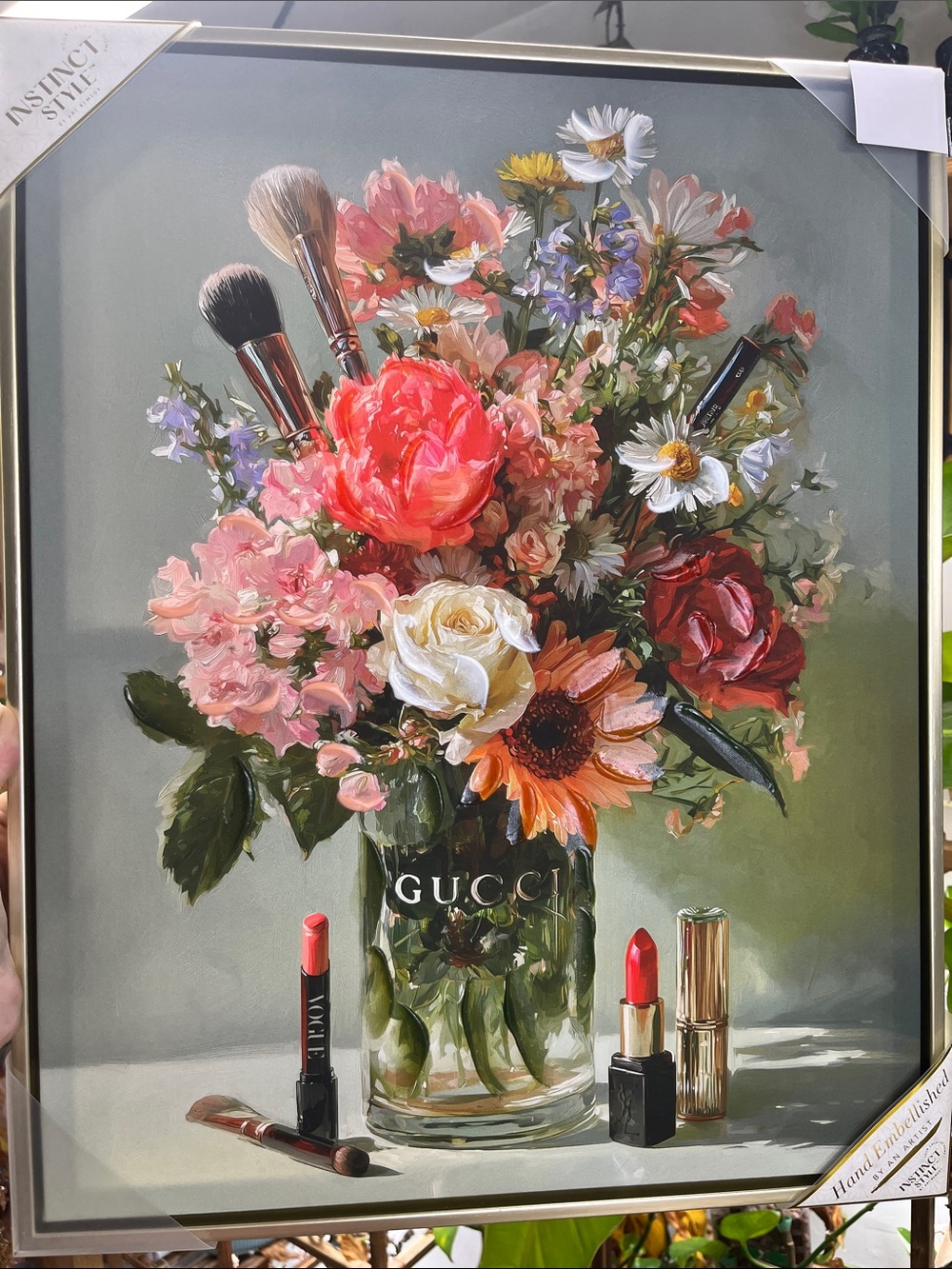GUCCI (lic) Floral Bouquet Canvas Art Print in Pink, Red, White and Orange